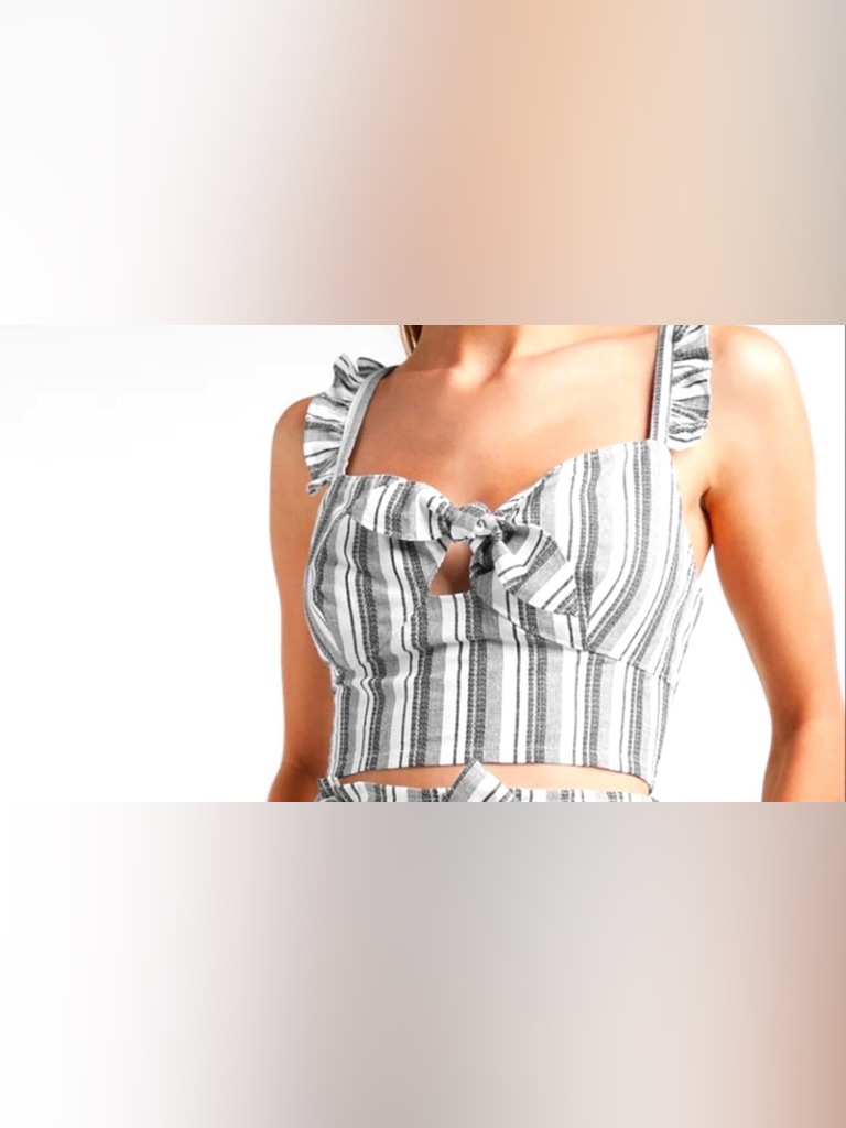 Express Black & White Striped Tie-Front One-Piece S Nwt